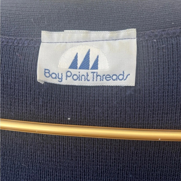 Navy and gold vintage embroidered knit cardigan sweater - Picture 3 of 5